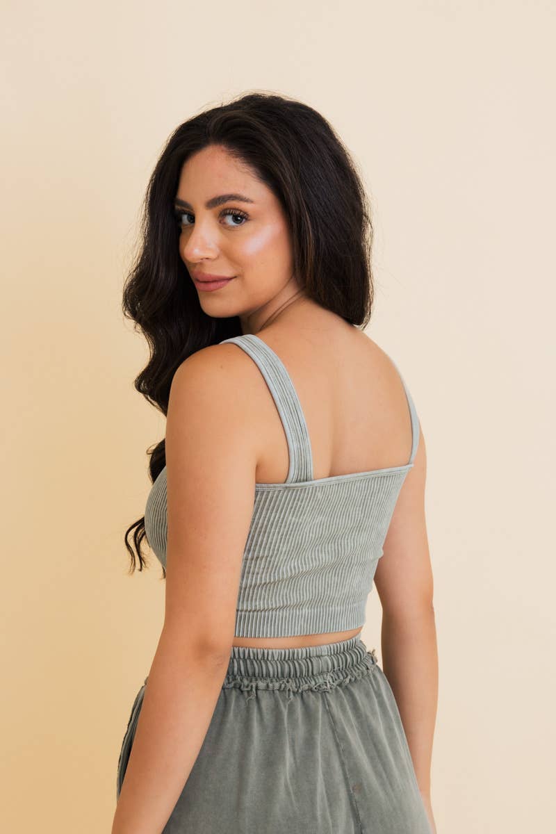 Just Breathe Washed Ribbed Padded Bralette - UnLaced Boutique