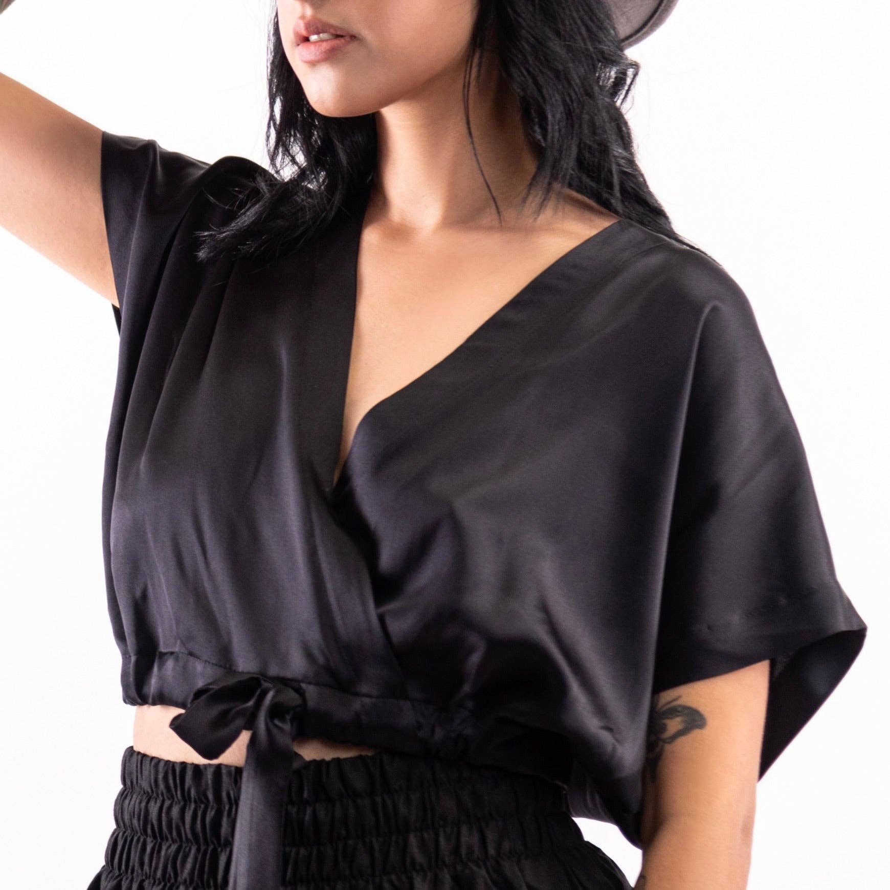 Känsla Silk Wrap Top, in Black - UnLaced Boutique