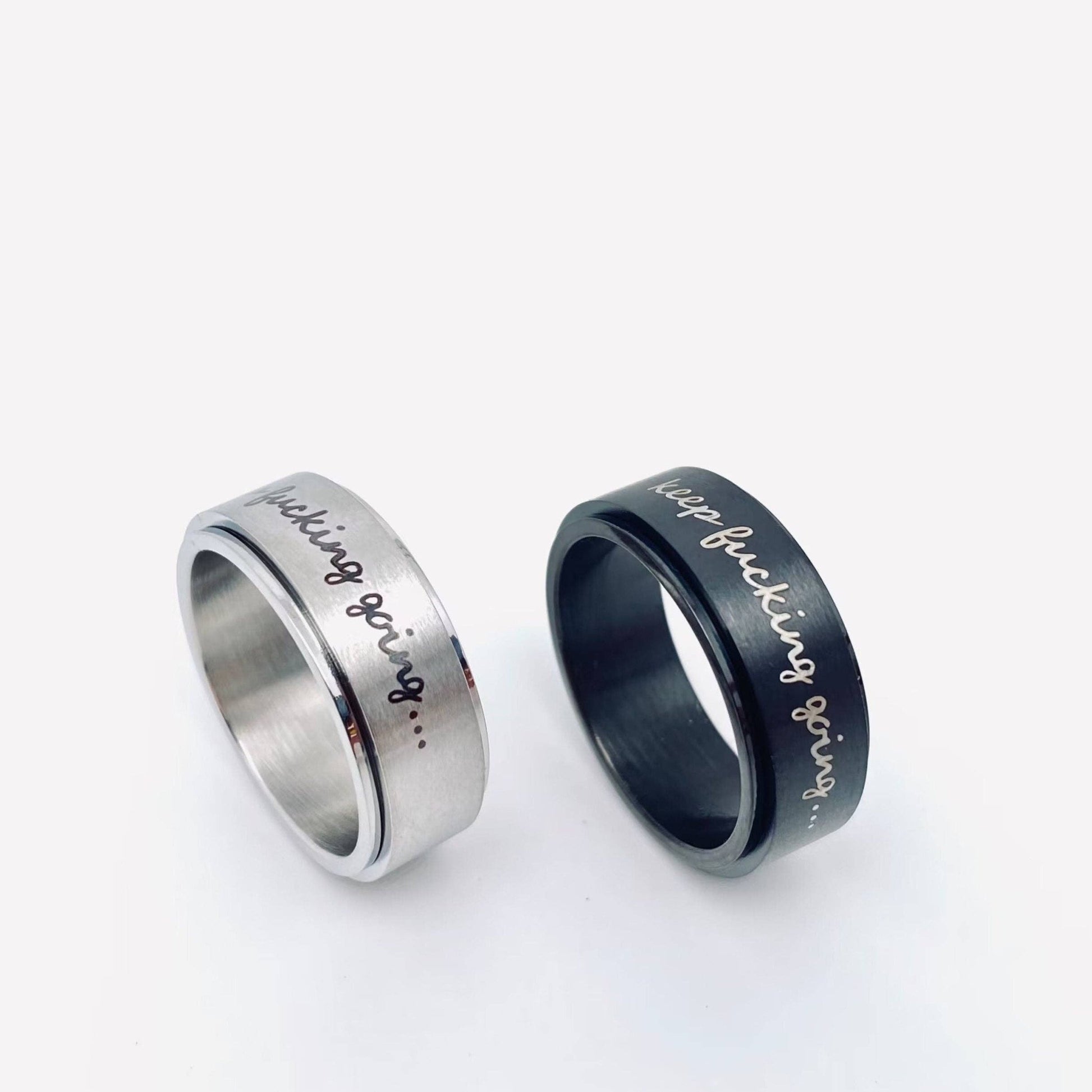"Keep Fucking Going" Rotatable Stainless Steel Ring - UnLaced Boutique