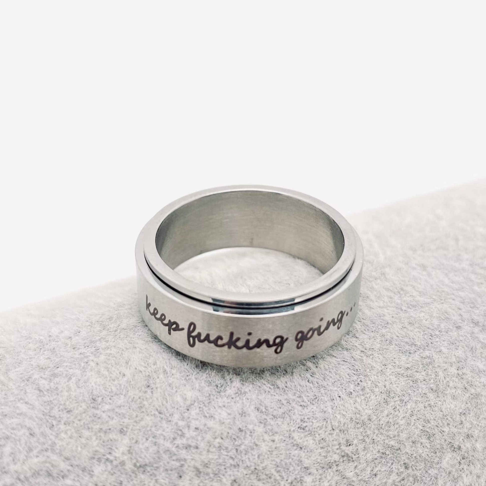 "Keep Fucking Going" Rotatable Stainless Steel Ring - UnLaced Boutique