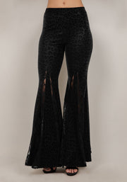 LACE INSET LEOPARD PRINT FLARE PANTS - UnLaced Boutique