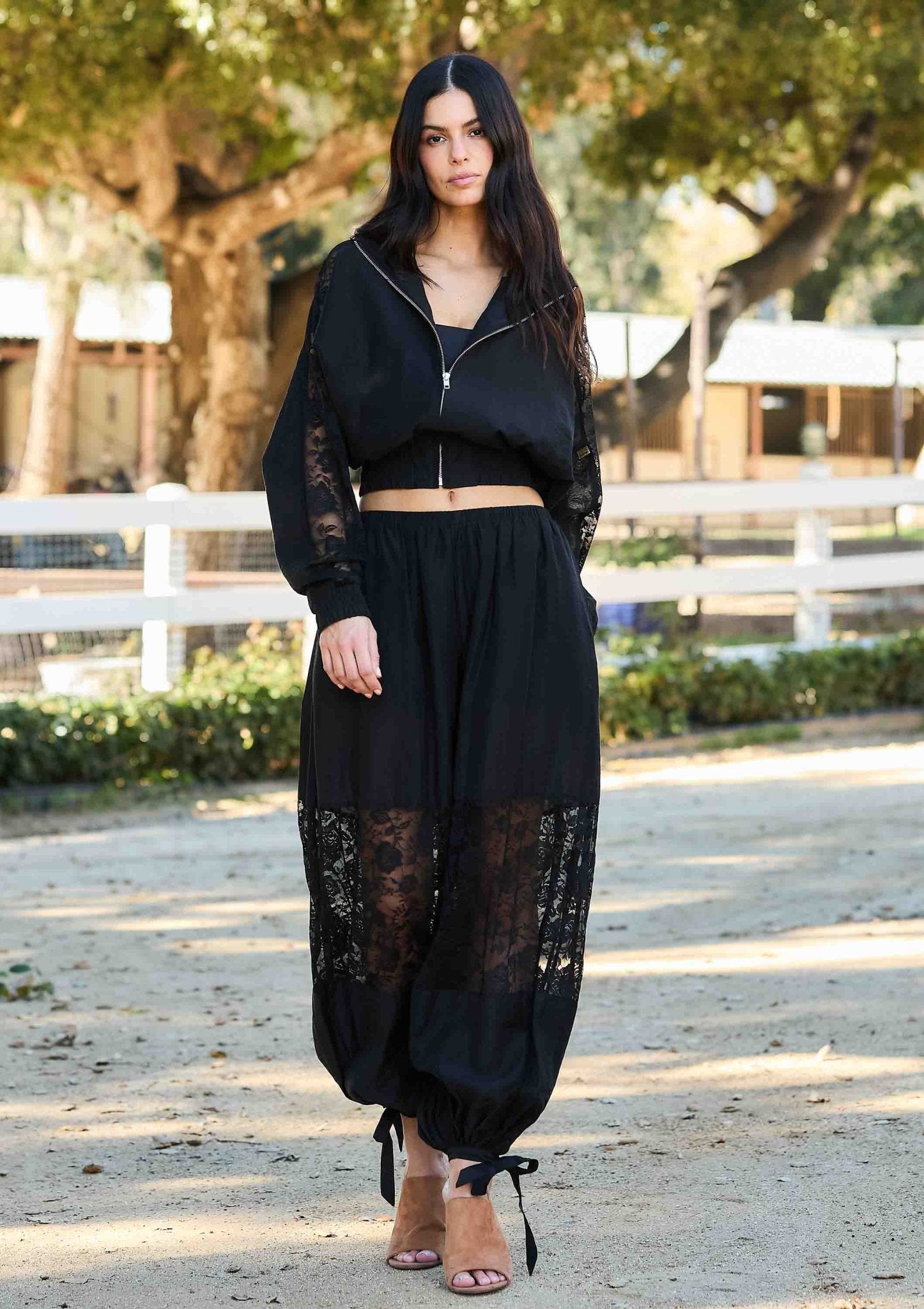 Lace Wind Breaker Jacket and Lace Balloon Pants Set - UnLaced Boutique