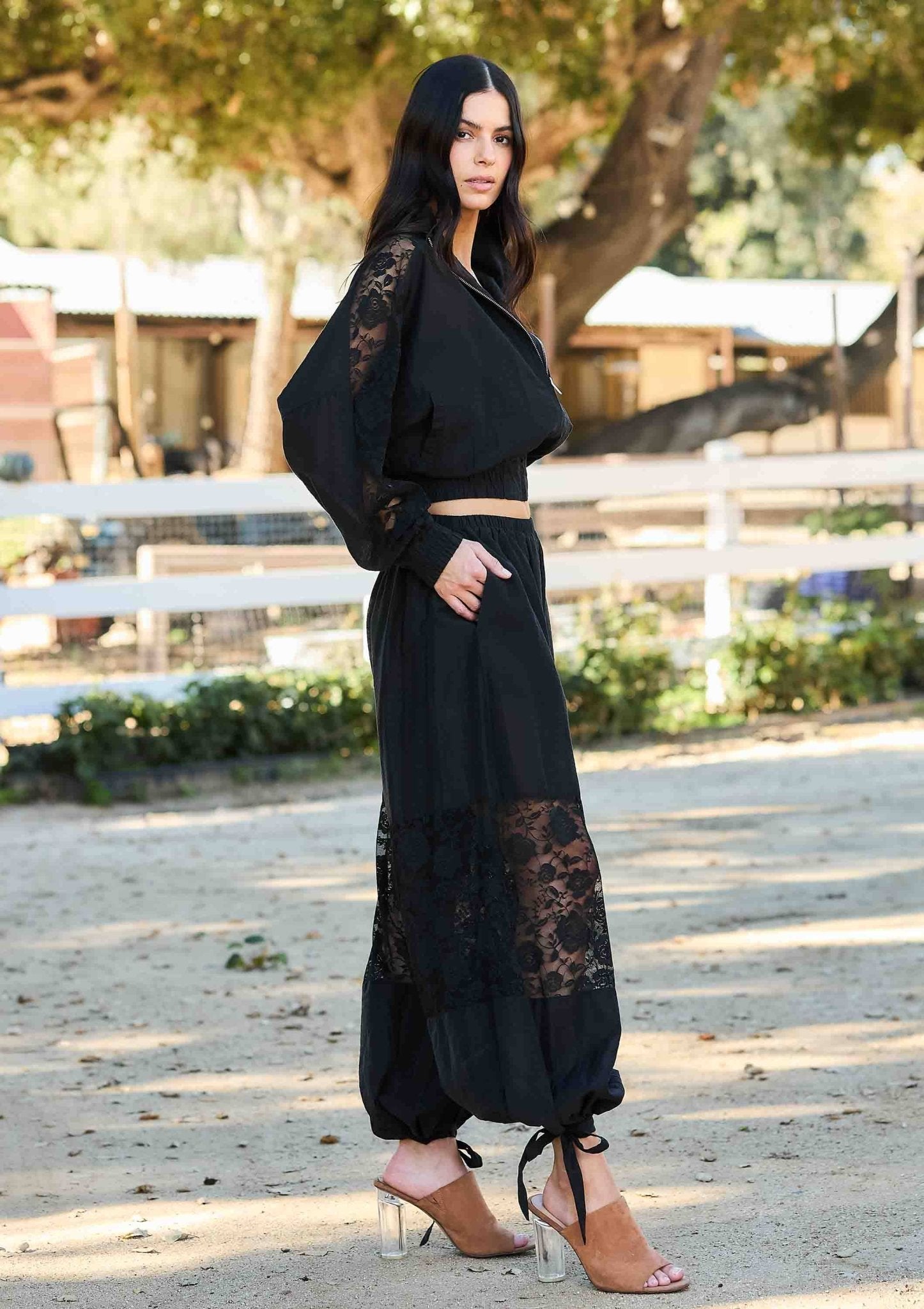 Lace Wind Breaker Jacket and Lace Balloon Pants Set - UnLaced Boutique