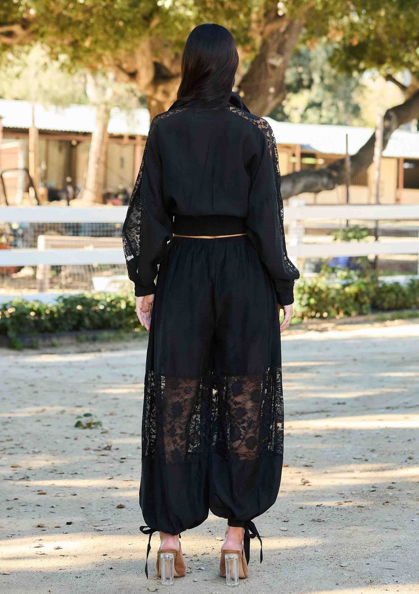 Lace Wind Breaker Jacket and Lace Balloon Pants Set - UnLaced Boutique