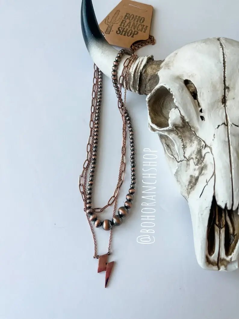 Layered Navajo Lightning bolt Western Necklace - UnLaced Boutique