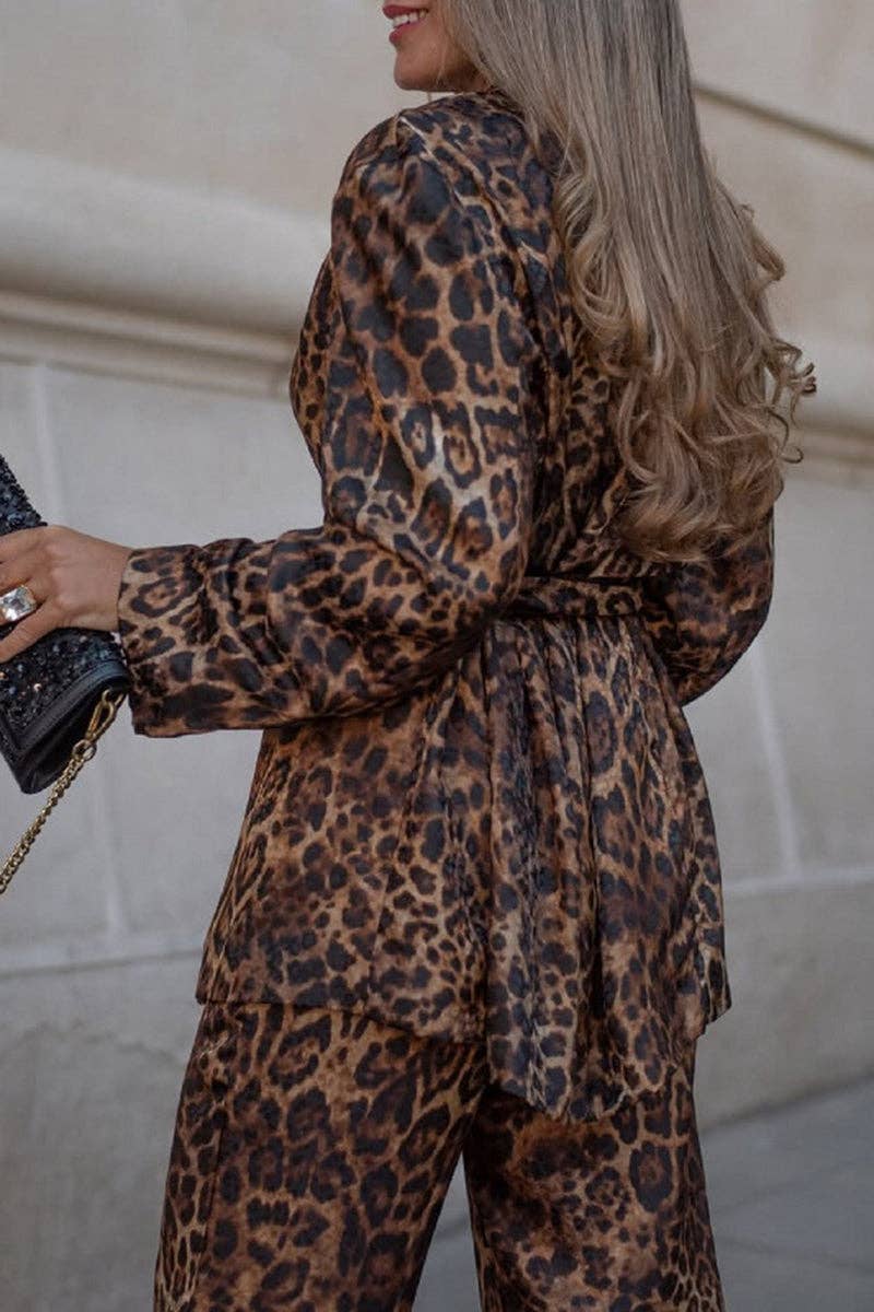 Leopard Print Blazer and Pants Set - UnLaced Boutique
