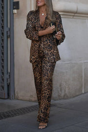 Leopard Print Blazer and Pants Set - UnLaced Boutique