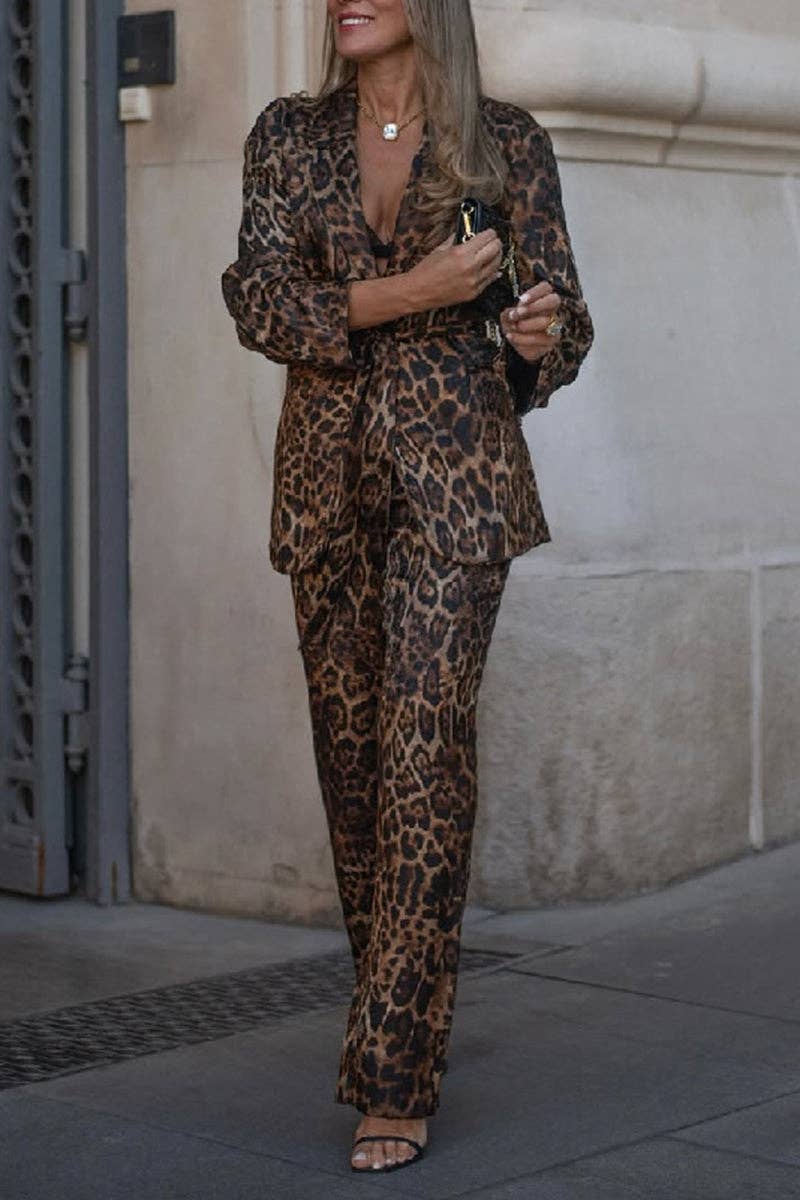 Leopard Print Blazer and Pants Set - UnLaced Boutique