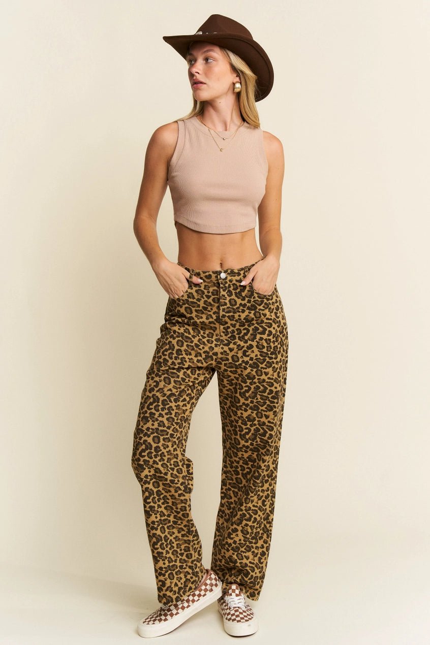 Leopard Print Denim Pants - UnLaced Boutique