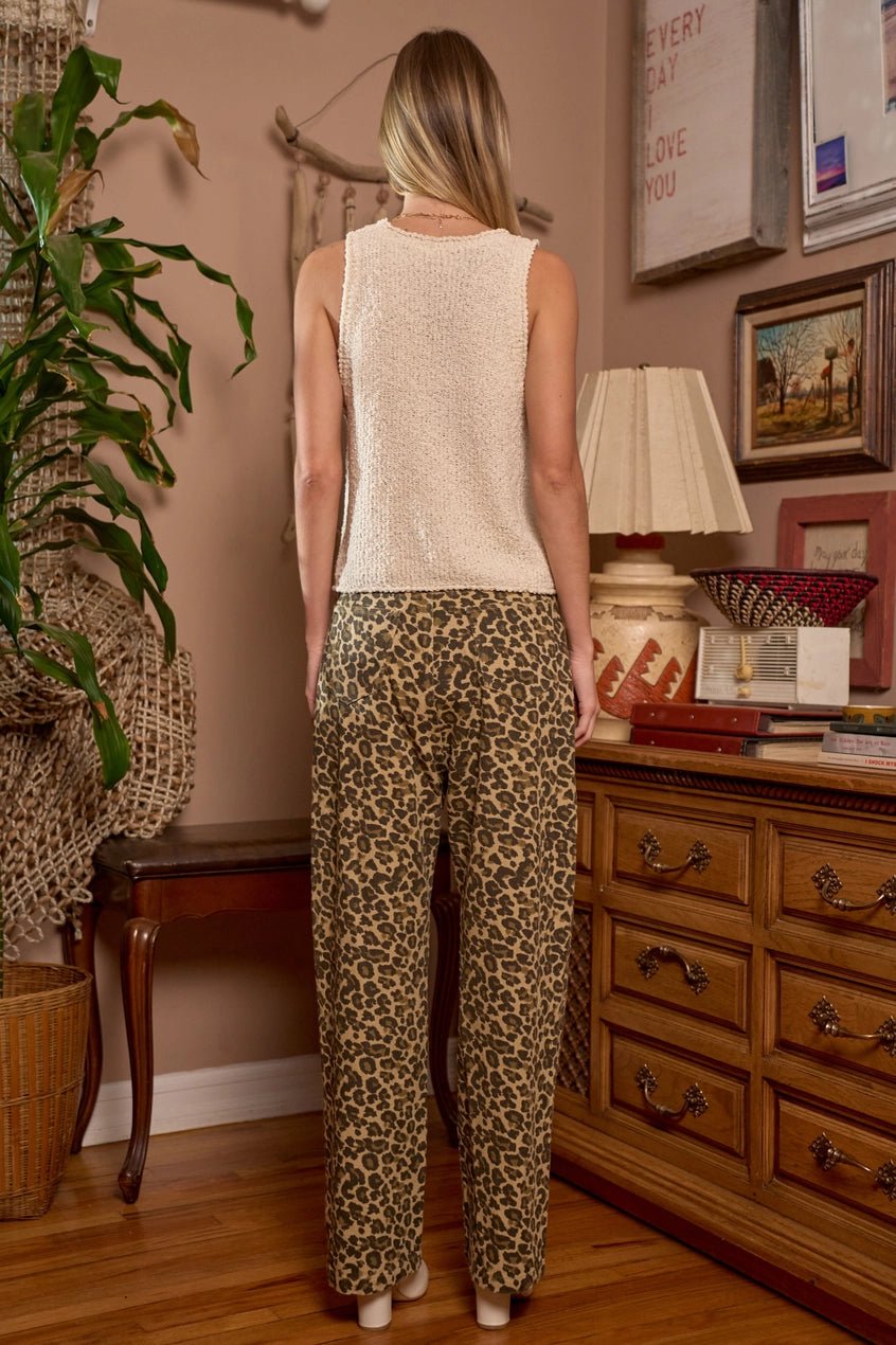 Leopard Print Denim Pants - UnLaced Boutique