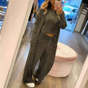 Leopard Print Long Sleeve Cardigan And Pants Set - UnLaced Boutique