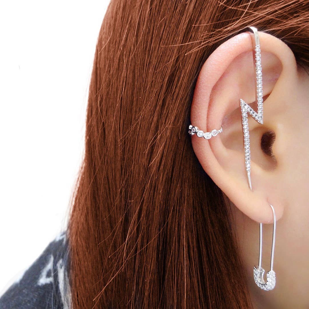 Lighting Bolt Edgy Hook Pin Ear Cuff Earring - UnLaced Boutique