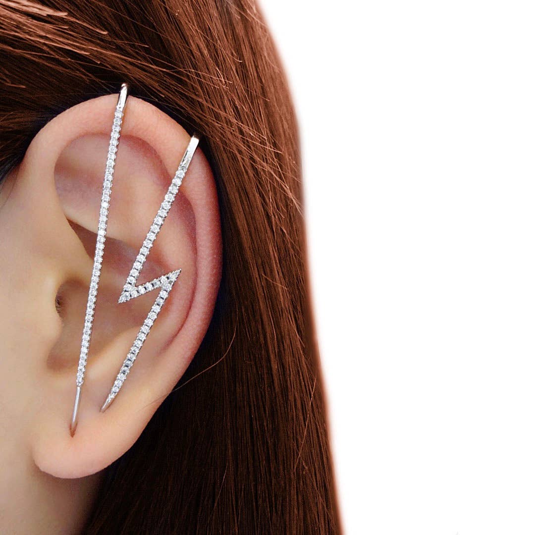 Lighting Bolt Edgy Hook Pin Ear Cuff Earring - UnLaced Boutique