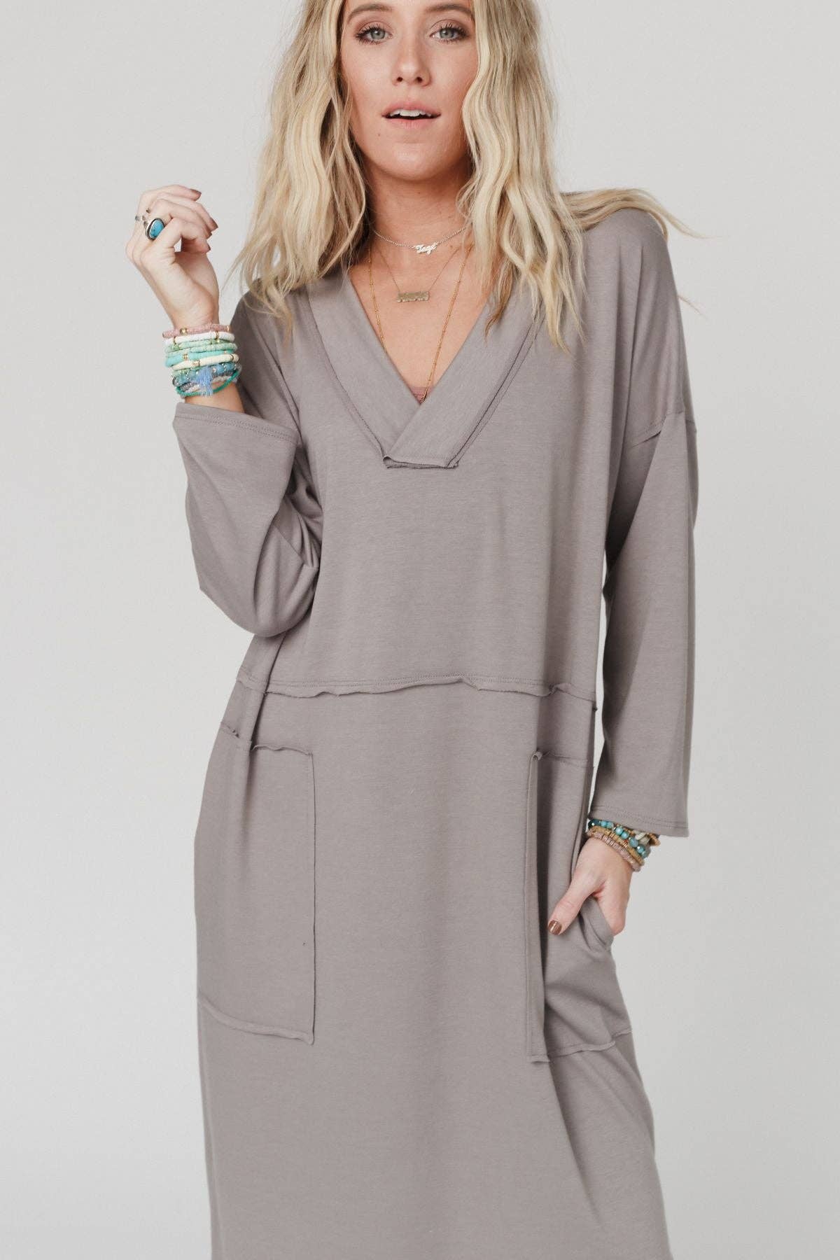 Meadow Long Sleeve Slit Maxi Dress - Coco - UnLaced Boutique