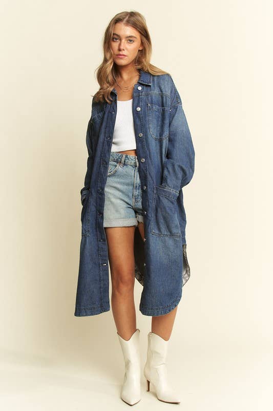Mid Length button Sown Denim Jacket - UnLaced Boutique