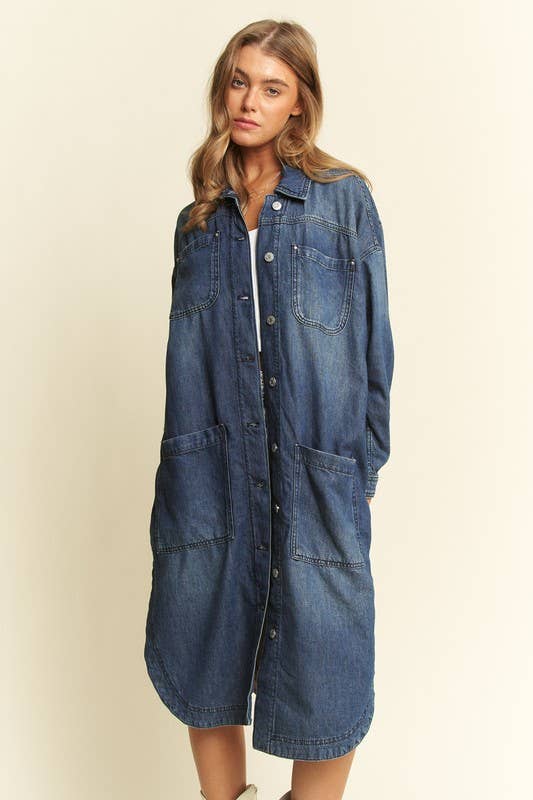 Mid Length button Sown Denim Jacket - UnLaced Boutique