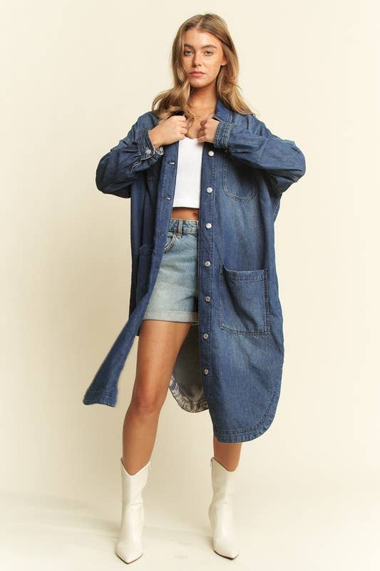 Mid Length button Sown Denim Jacket - UnLaced Boutique