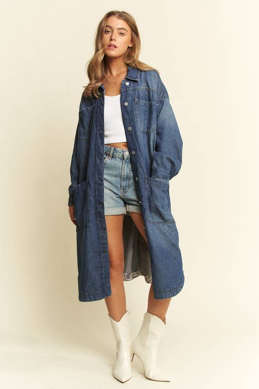 Mid Length button Sown Denim Jacket - UnLaced Boutique