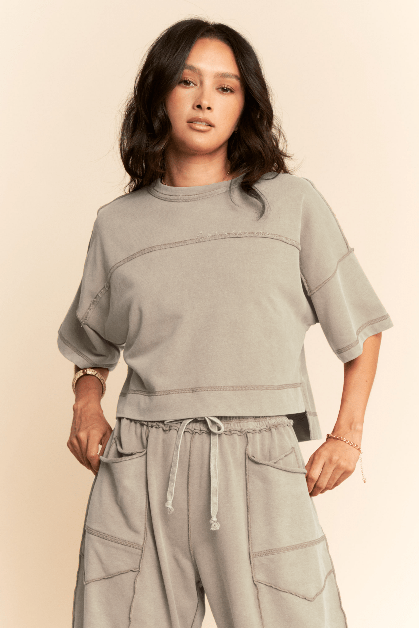 MINERAL WASHED EXPOSED BARREL PANTS SET - UnLaced Boutique