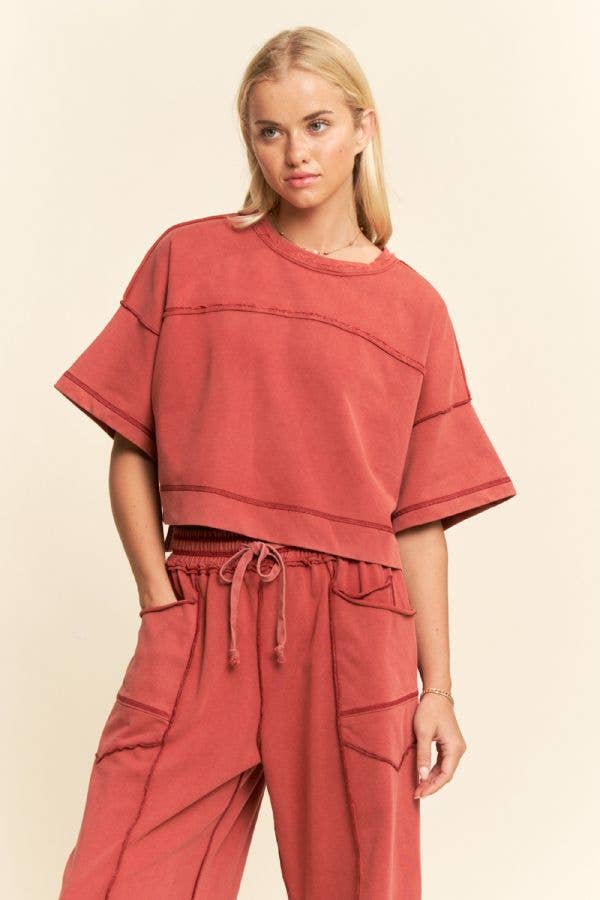MINERAL WASHED EXPOSED BARREL PANTS SET - UnLaced Boutique