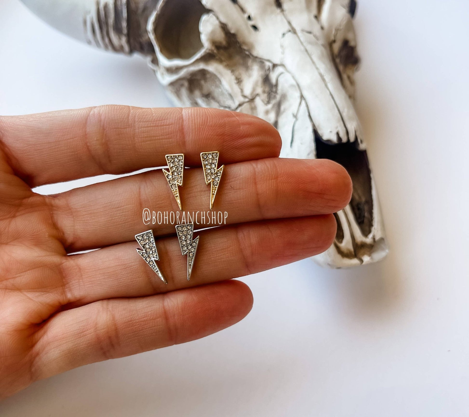 Mini Rhinestone Lighting Bolt Studs Earrings - UnLaced Boutique