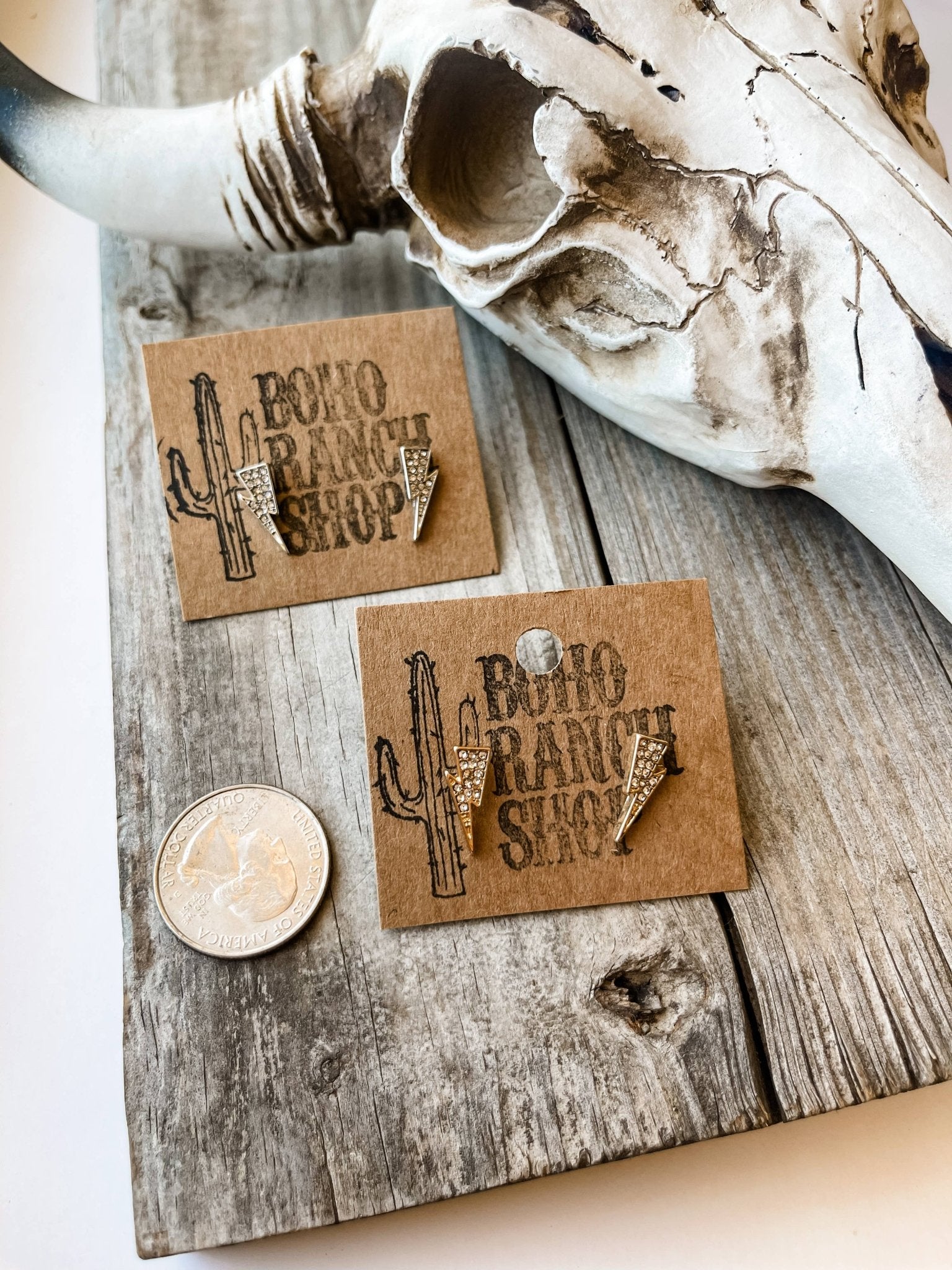 Mini Rhinestone Lighting Bolt Studs Earrings - UnLaced Boutique