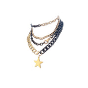 Mixed Metal Layered Chain Necklace with Star Pendant Gold - UnLaced Boutique
