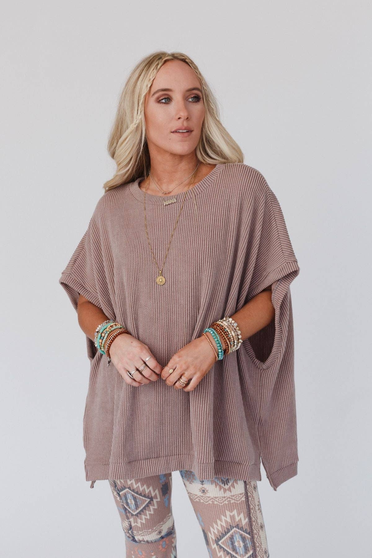 Moon Glow Texture Knit Top - Acorn - UnLaced Boutique