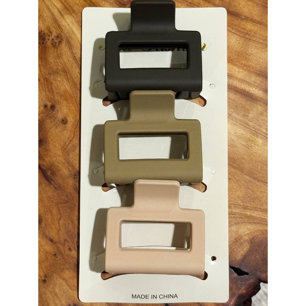 Neutral Color Medium Size Rectangle Hair Claw Set - UnLaced Boutique