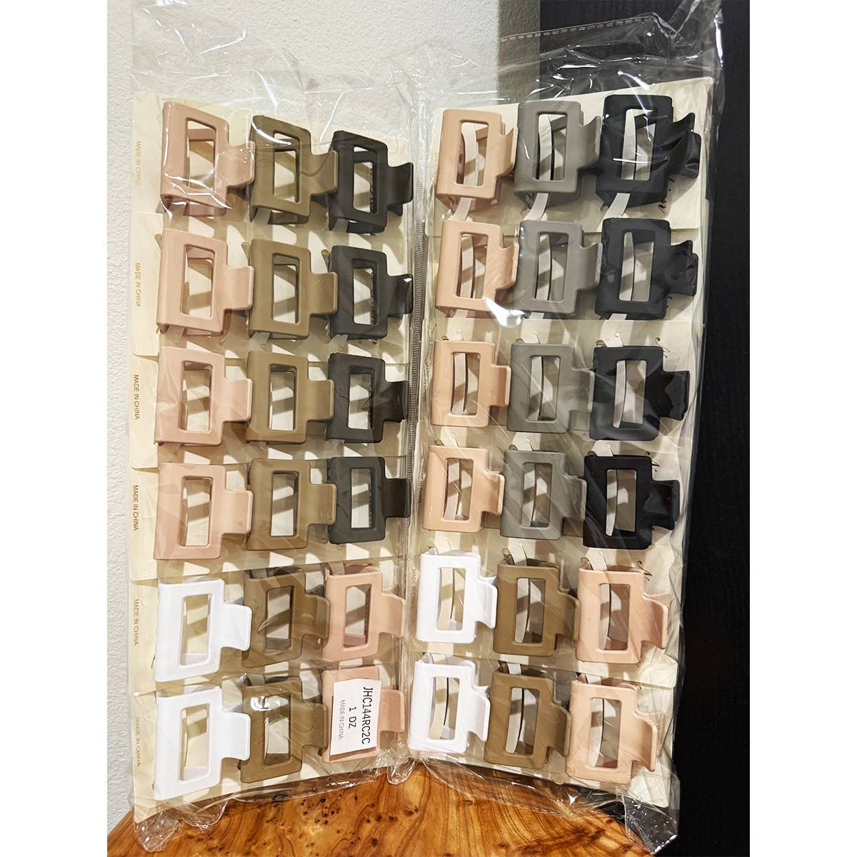 Neutral Color Medium Size Rectangle Hair Claw Set - UnLaced Boutique
