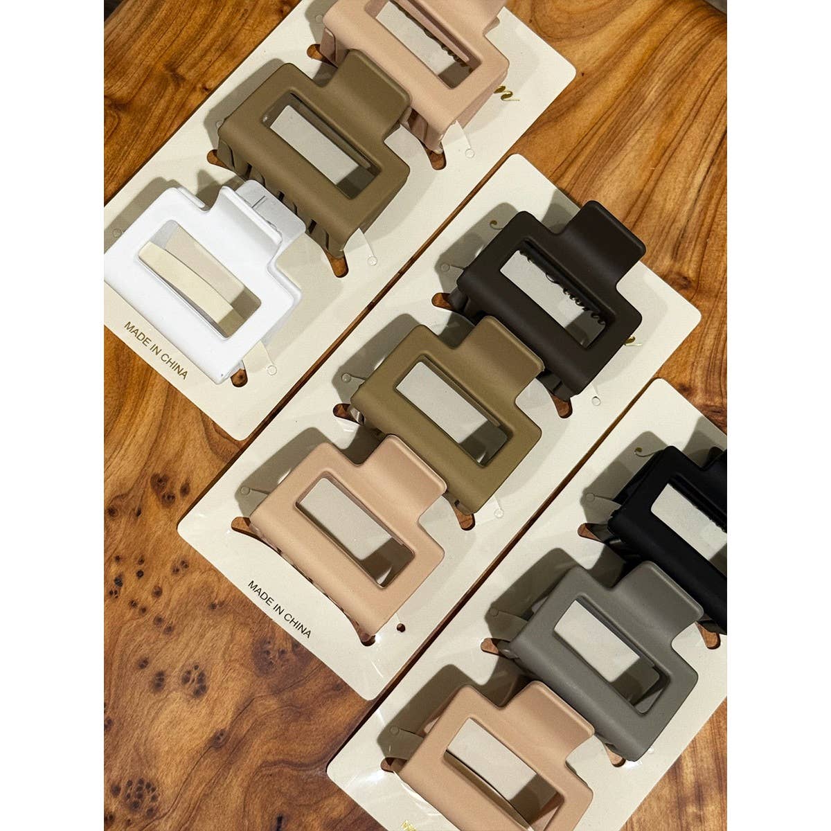Neutral Color Medium Size Rectangle Hair Claw Set - UnLaced Boutique