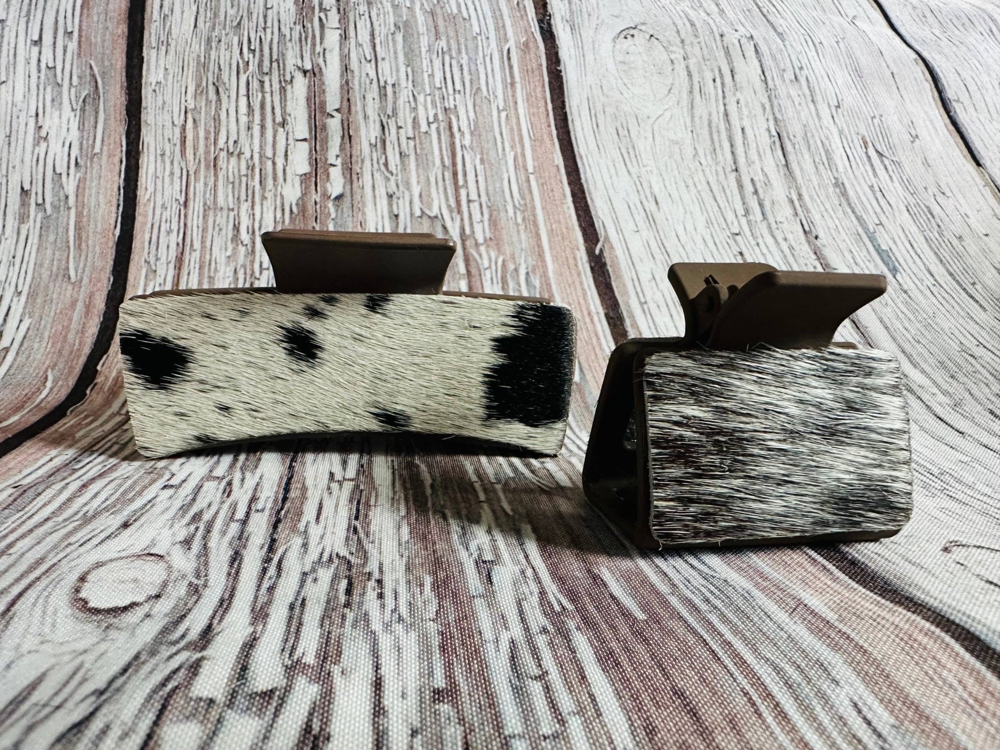 Neutral Cowhide Hair Clips - UnLaced Boutique