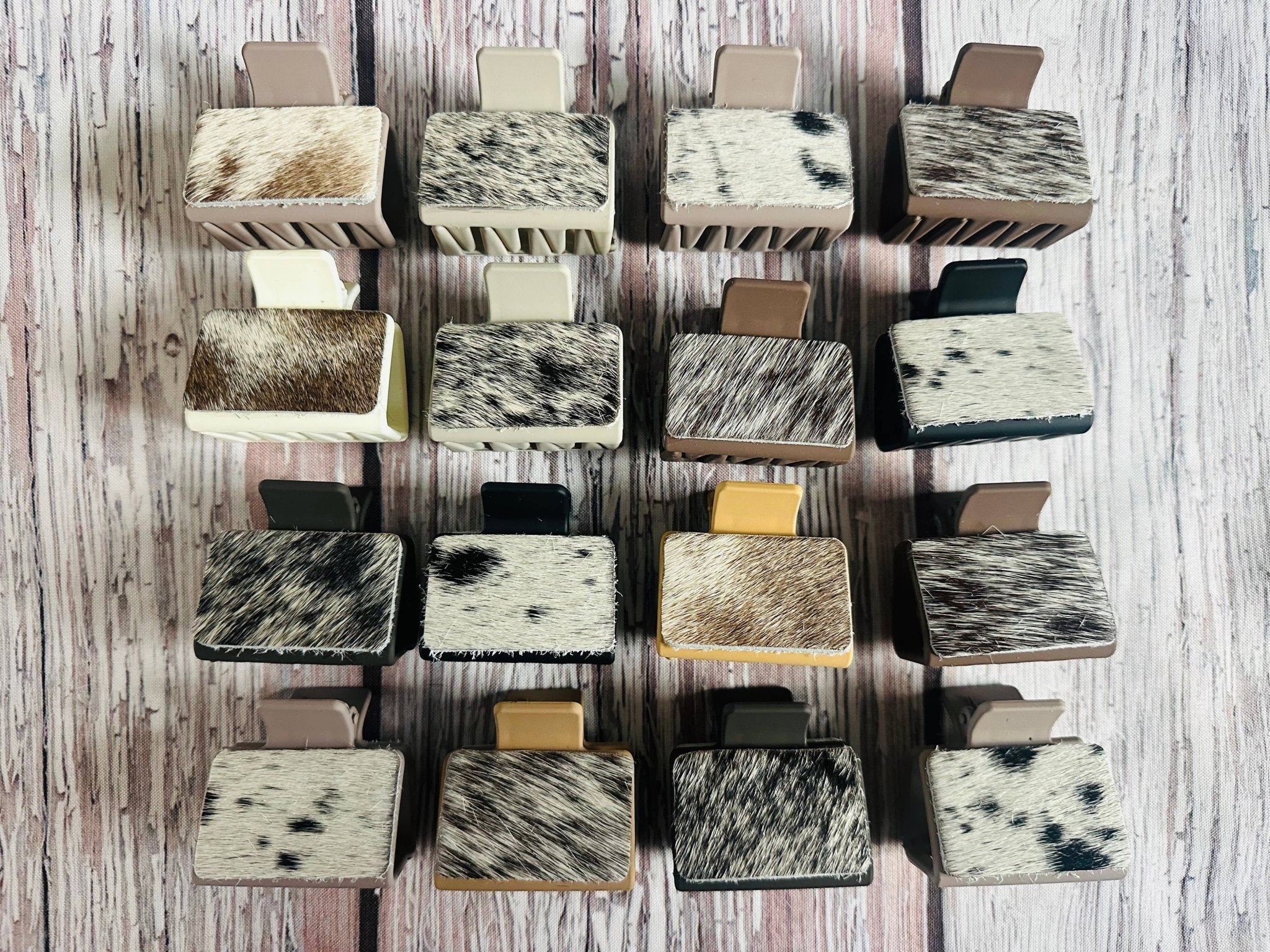 Neutral Cowhide Hair Clips - UnLaced Boutique
