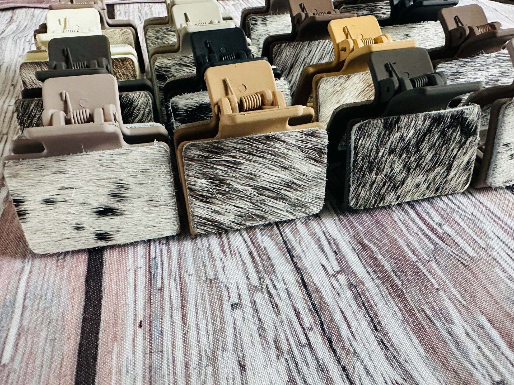 Neutral Cowhide Hair Clips - UnLaced Boutique