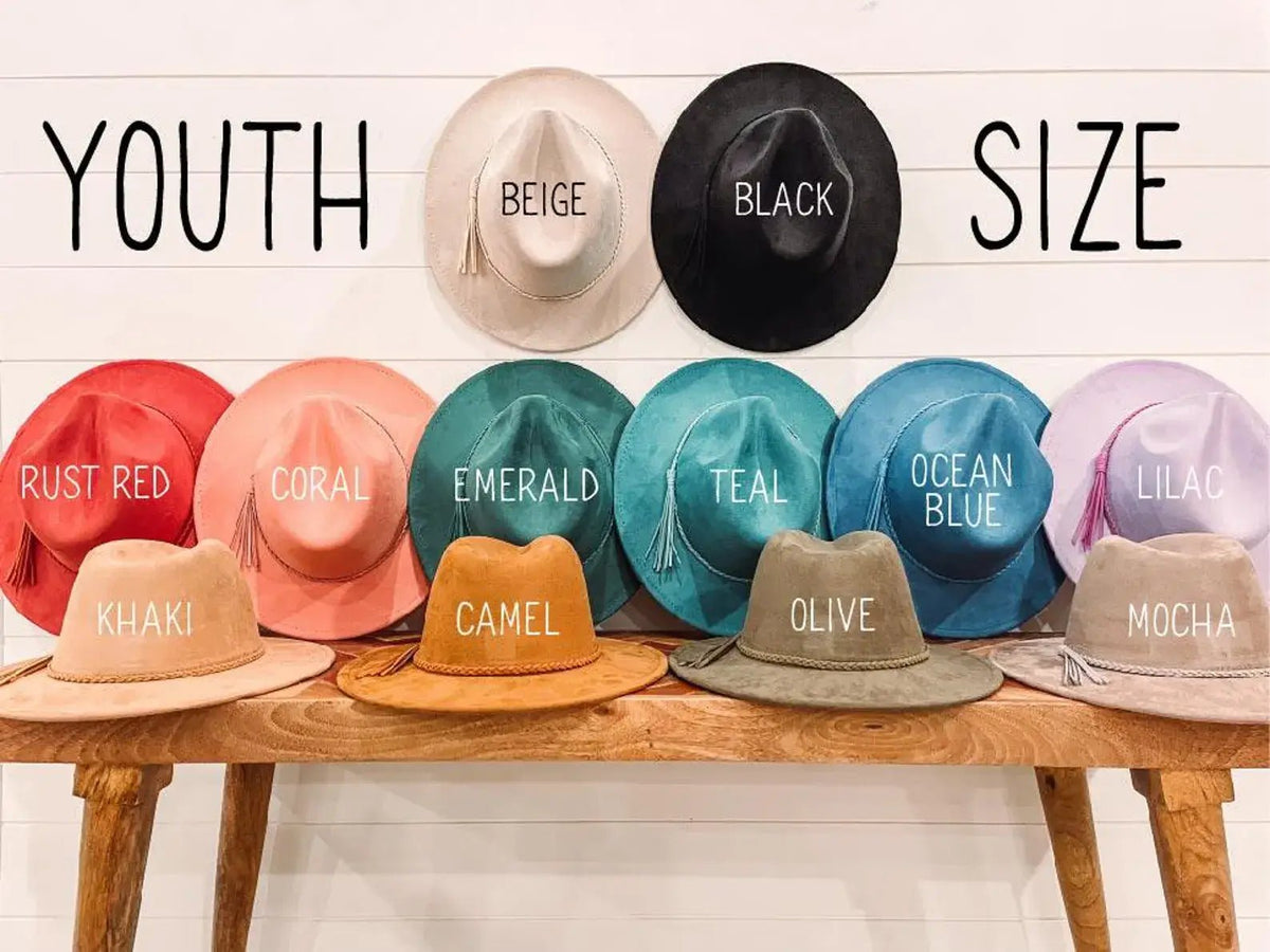 Olive Youth Size Vegan Suede Hat Blank Short Brim - UnLaced Boutique