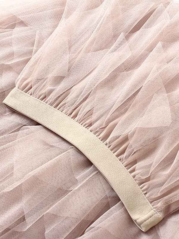 Original Irregular Mesh 4 Colors Falbala Pleated Elasticity Skirt - UnLaced Boutique