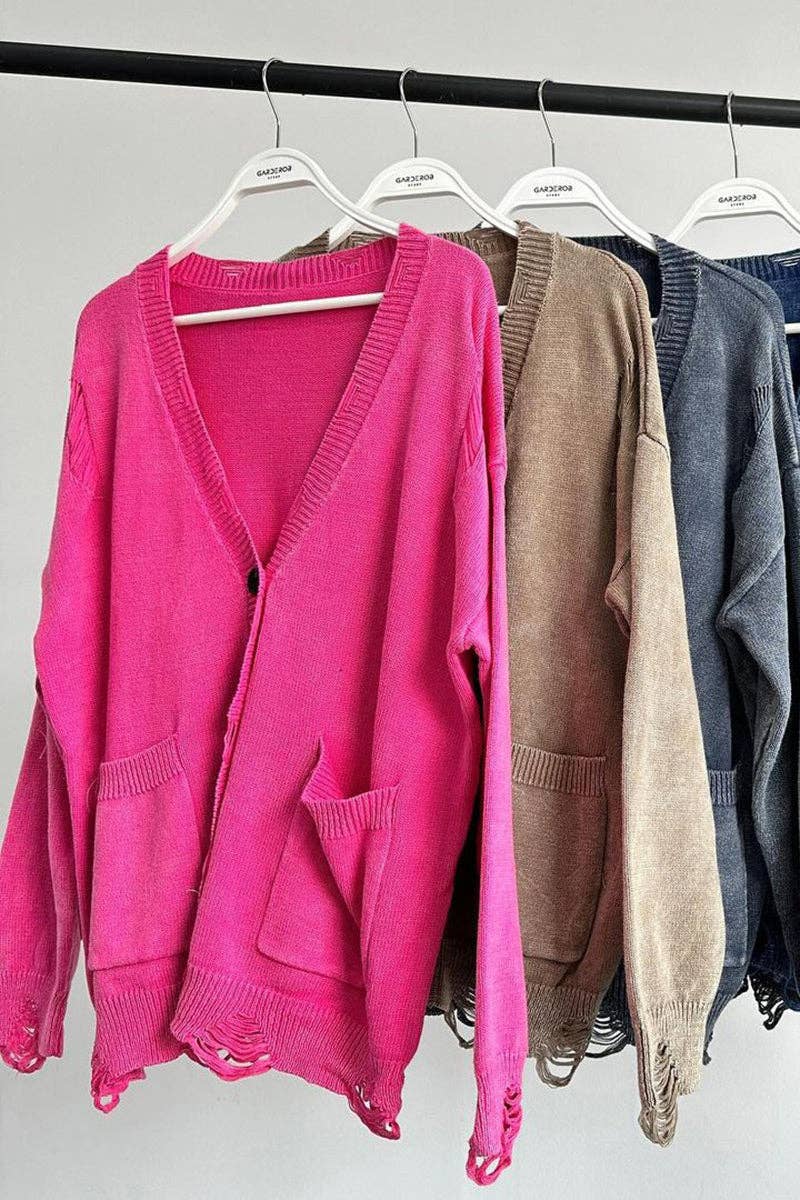 Oversized Button - Up Cardigan with Pockets - UnLaced Boutique