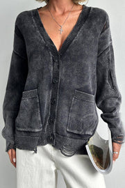 Oversized Button - Up Cardigan with Pockets - UnLaced Boutique