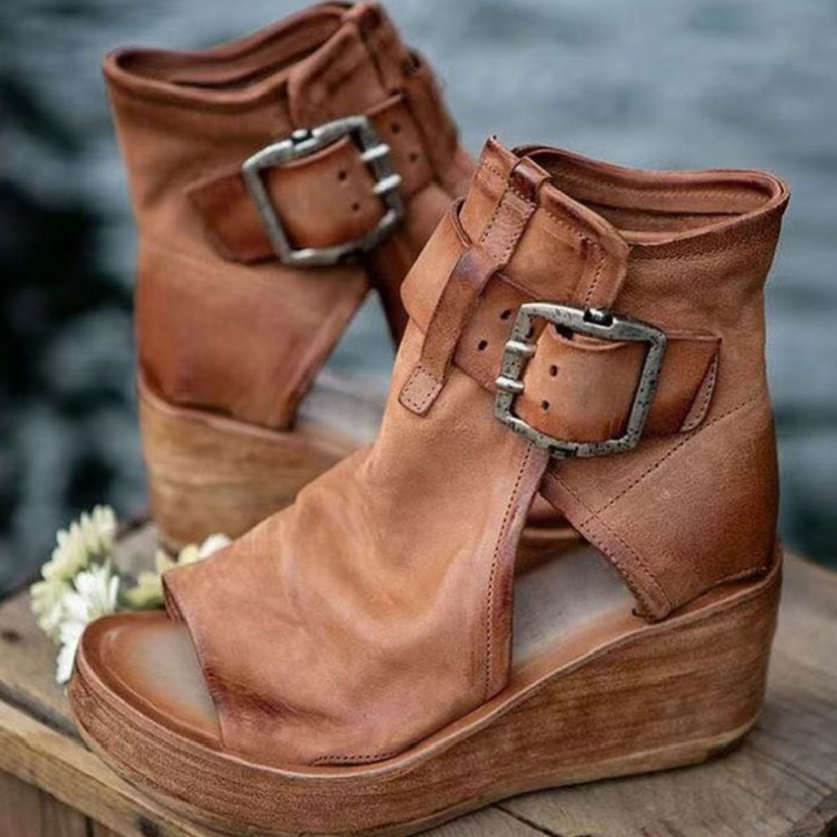 Peep Toe Wedge Sandals - UnLaced Boutique