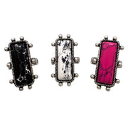 Rectangle Square Turquoise Stone Western Stretch Ring - UnLaced Boutique