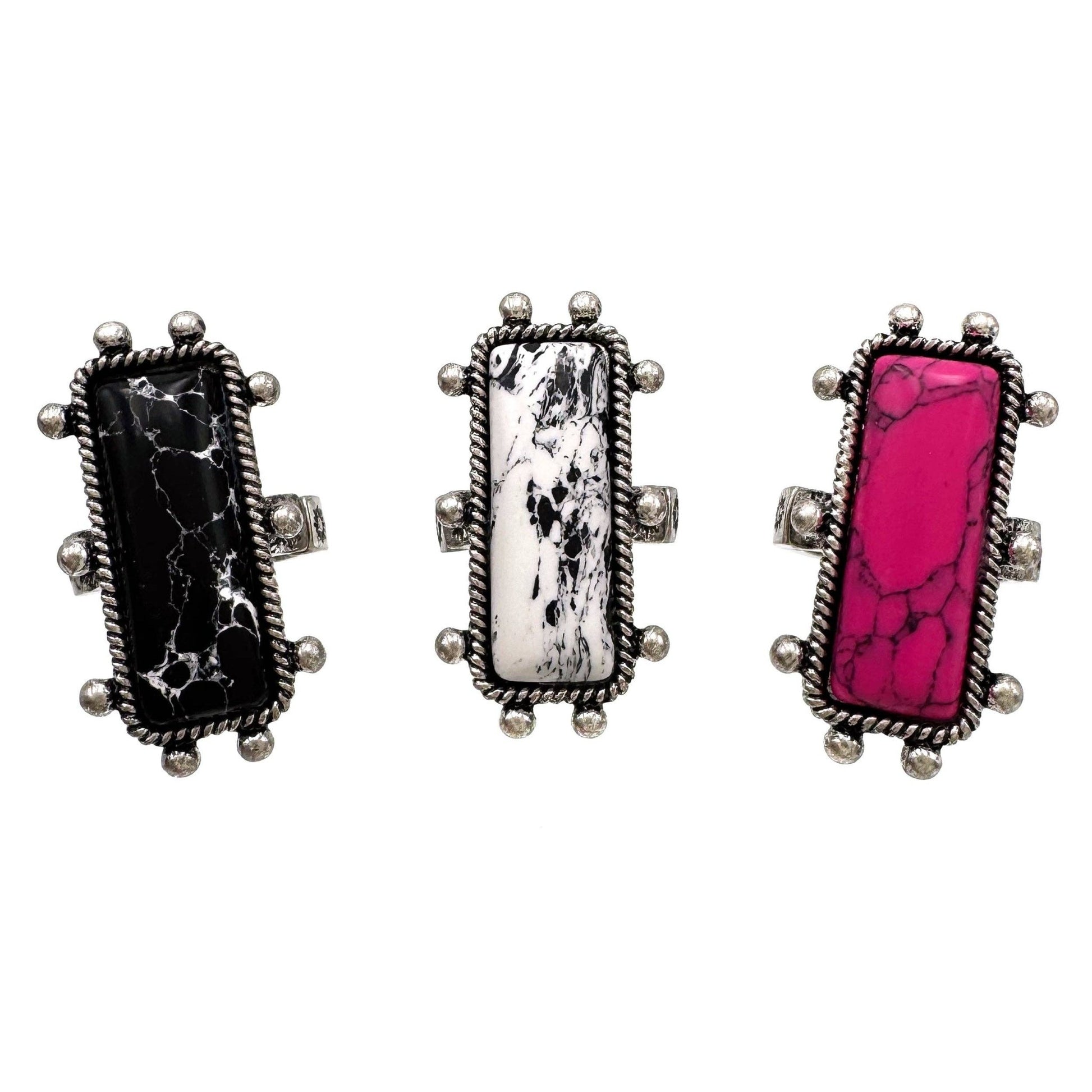 Rectangle Square Turquoise Stone Western Stretch Ring - UnLaced Boutique
