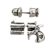 Revolver Pistol Gun and Bullet Stud Earrings - UnLaced Boutique