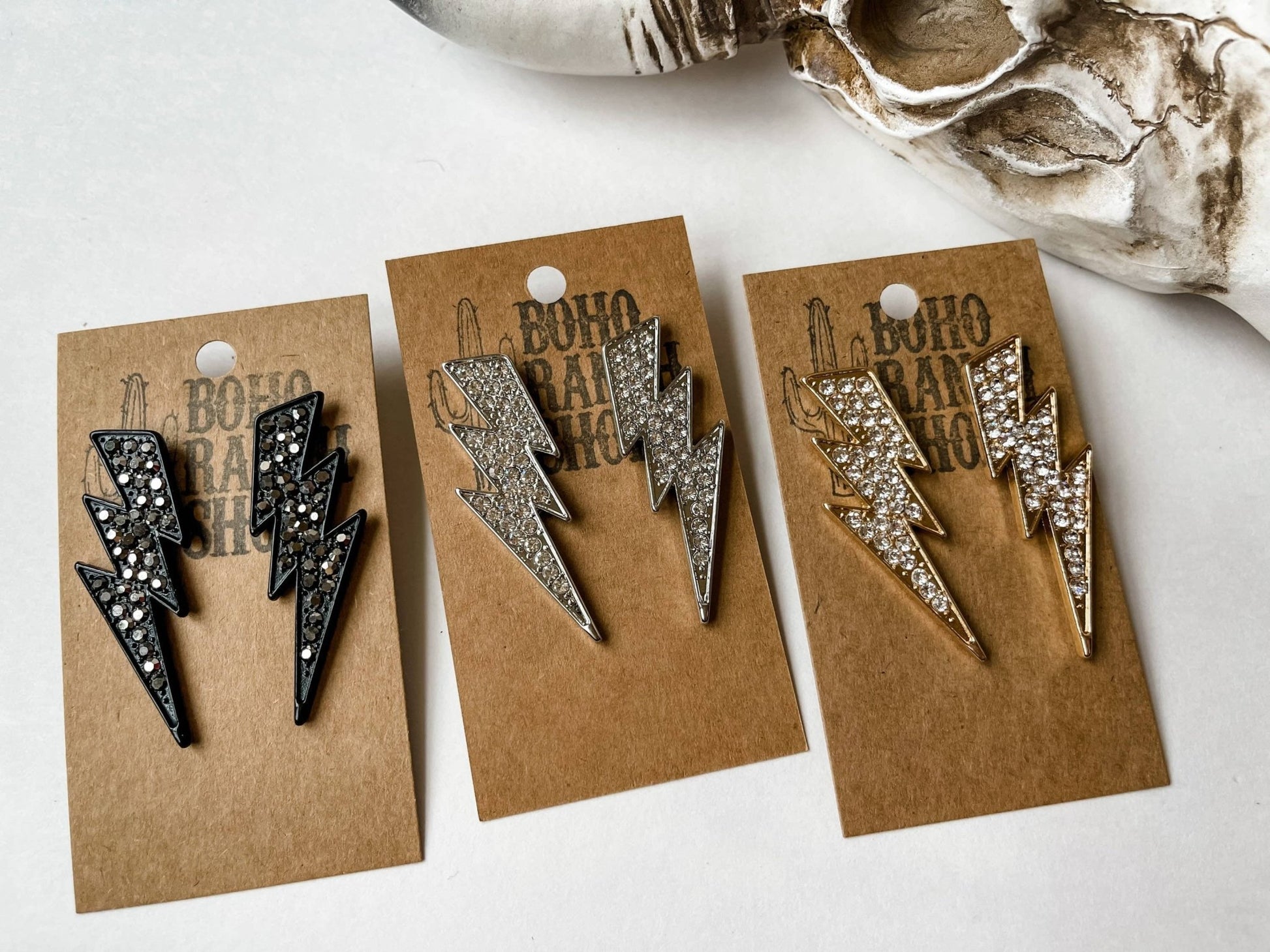 Rhinestone Lightning Bolt Thunder Earrings Earring - UnLaced Boutique