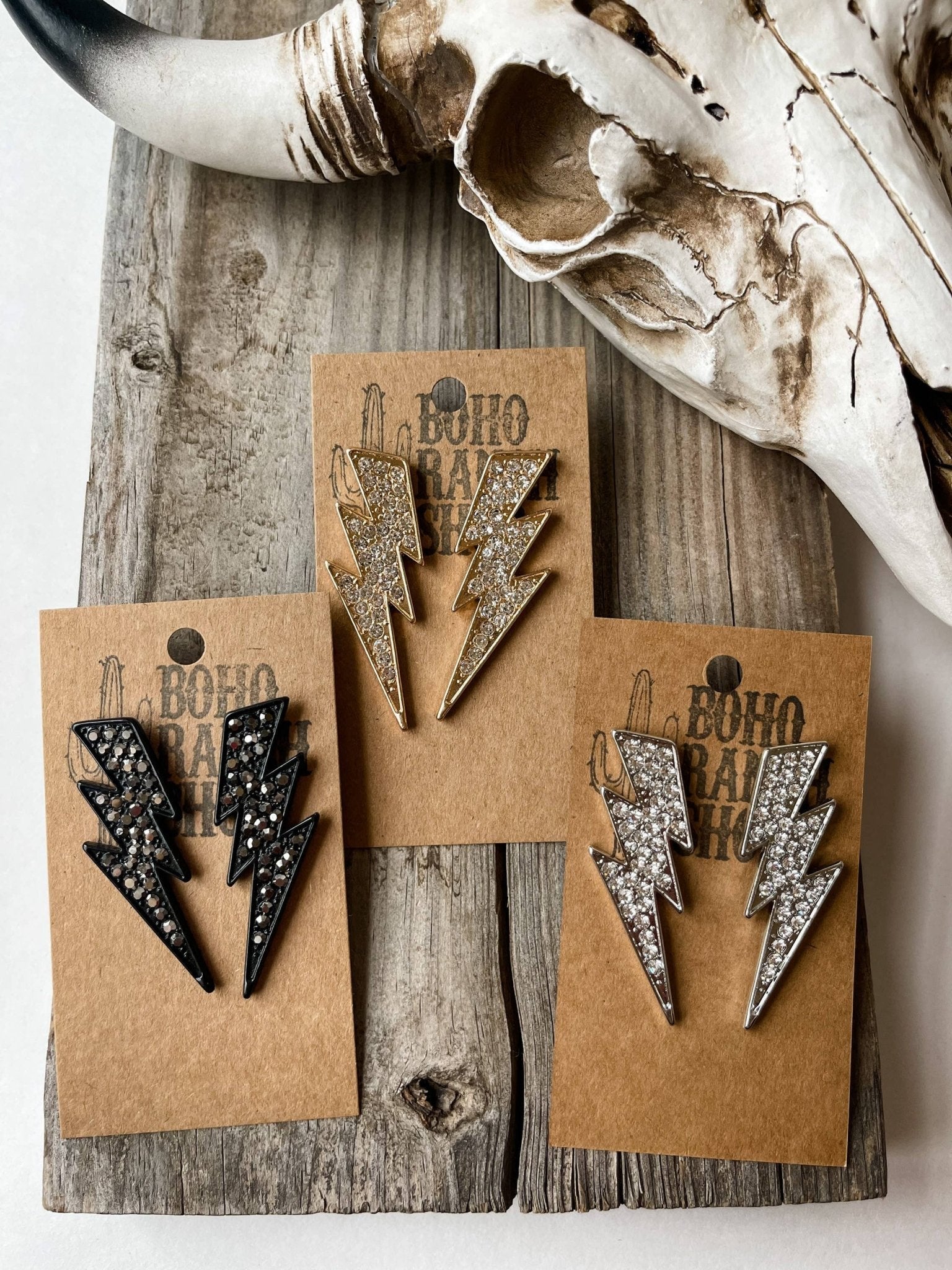 Rhinestone Lightning Bolt Thunder Earrings Earring - UnLaced Boutique