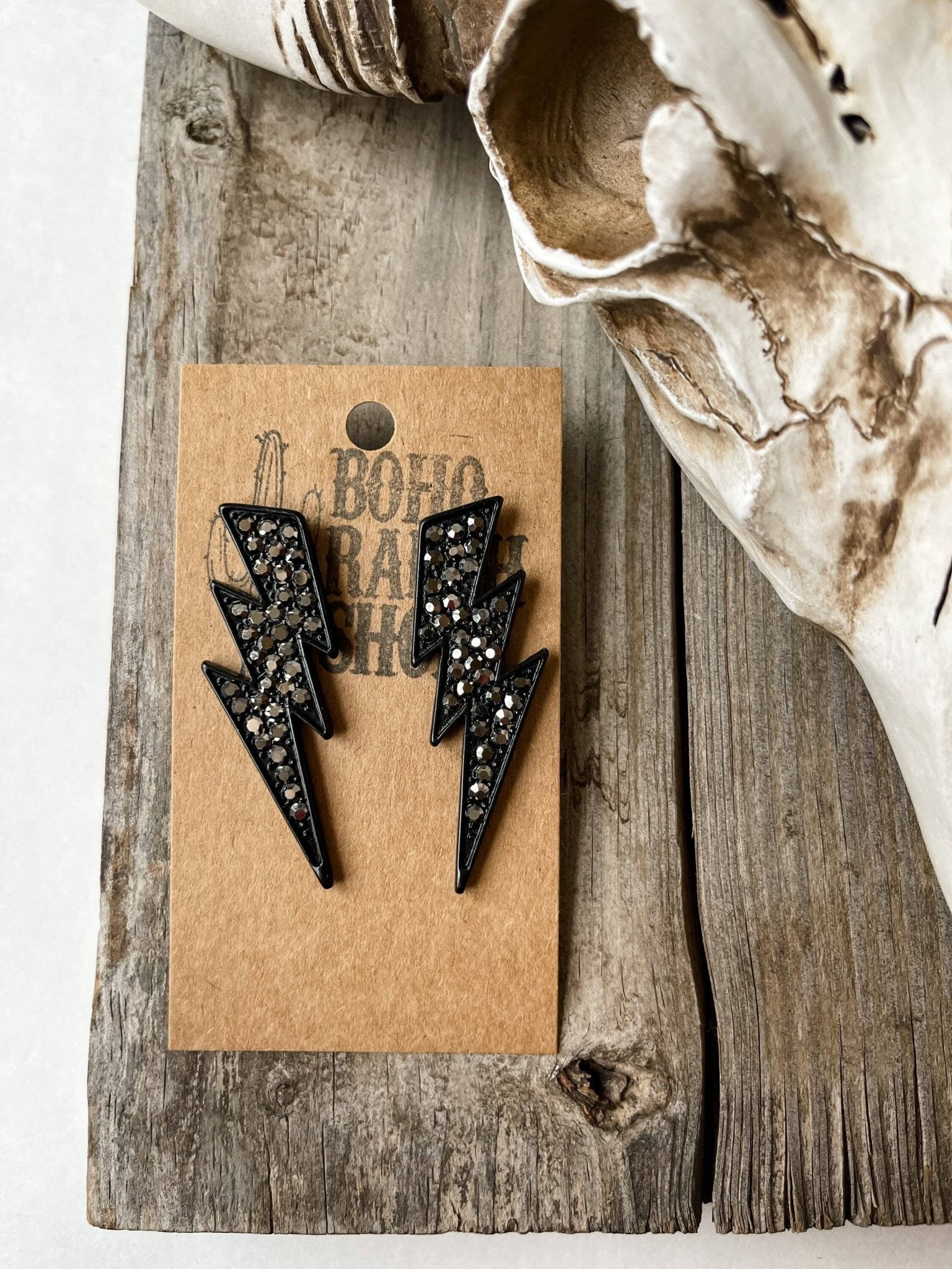 Rhinestone Lightning Bolt Thunder Earrings Earring - UnLaced Boutique