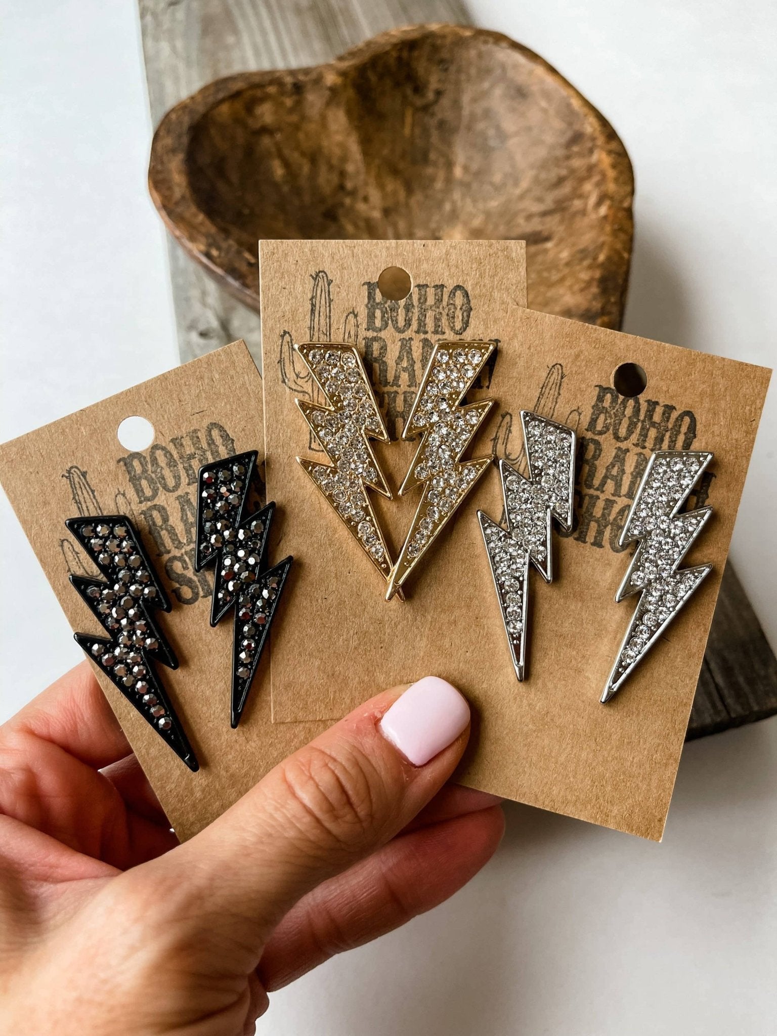 Rhinestone Lightning Bolt Thunder Earrings Earring - UnLaced Boutique