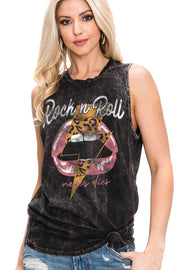 ROCK AND ROLL NEVER DIES GRAPHIC TANK TOP - UnLaced Boutique