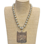 Rodeo (Horse Rider) Pendant on Faux Navajo Pearl Necklace - UnLaced Boutique