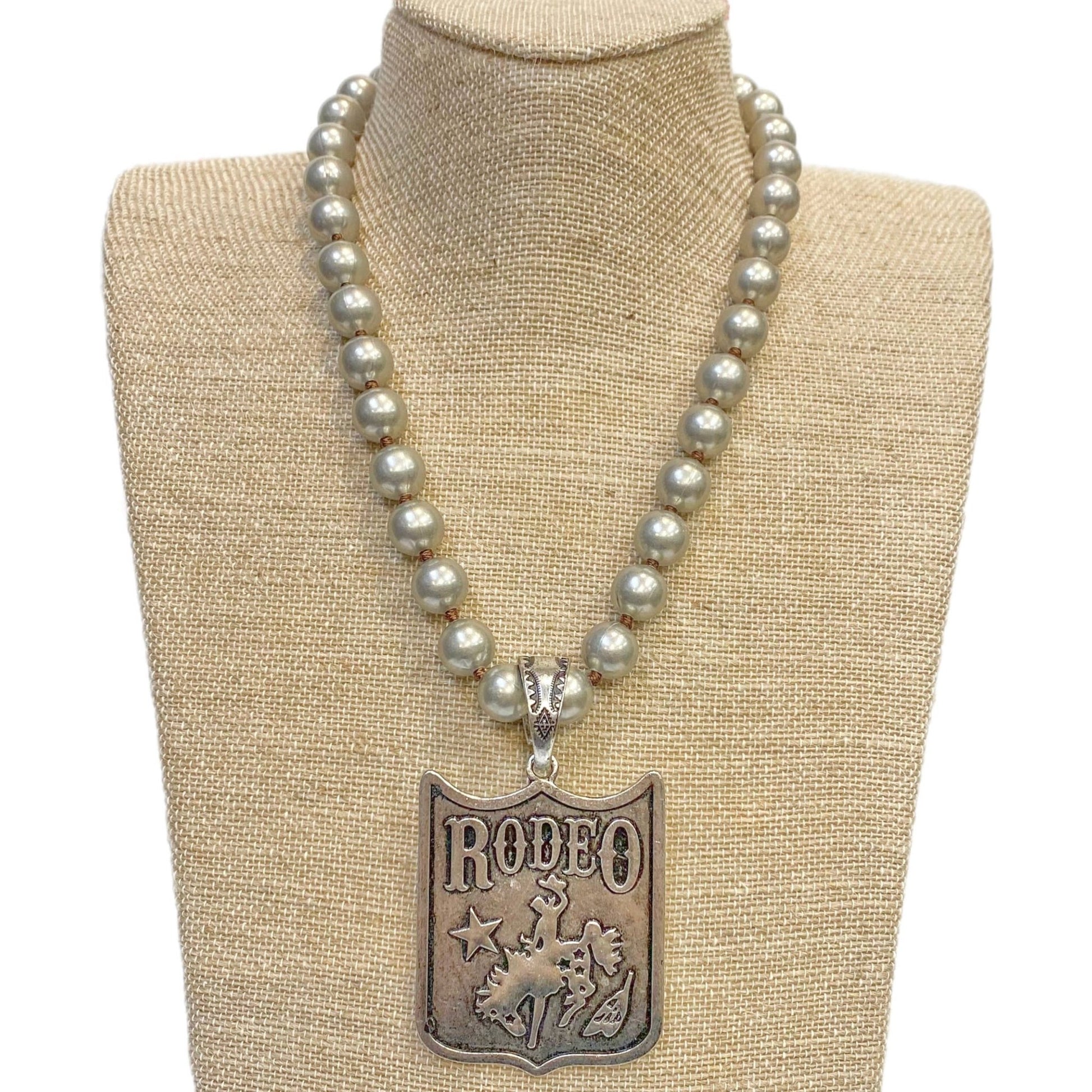 Rodeo (Horse Rider) Pendant on Faux Navajo Pearl Necklace - UnLaced Boutique