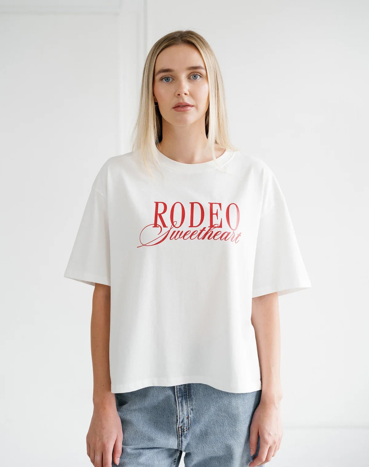 "Rodeo Sweetheart" Boxy Tee - White - UnLaced Boutique